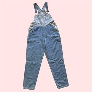 Vintage 90s Nevada Bib Overalls Denim Gingham Colorblock Size 16 Womens XS Small